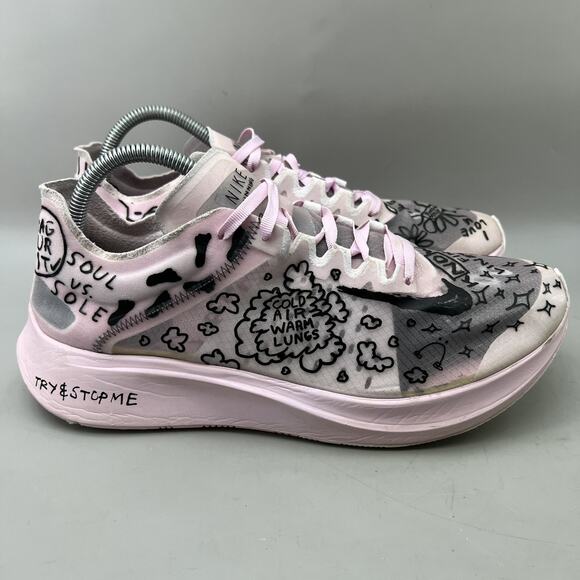 Nike Zoom Fly SP x Nathan Bell Doodles Sneakers Men Size 10.5 Pink Running Shoes - Picture 1 of 9